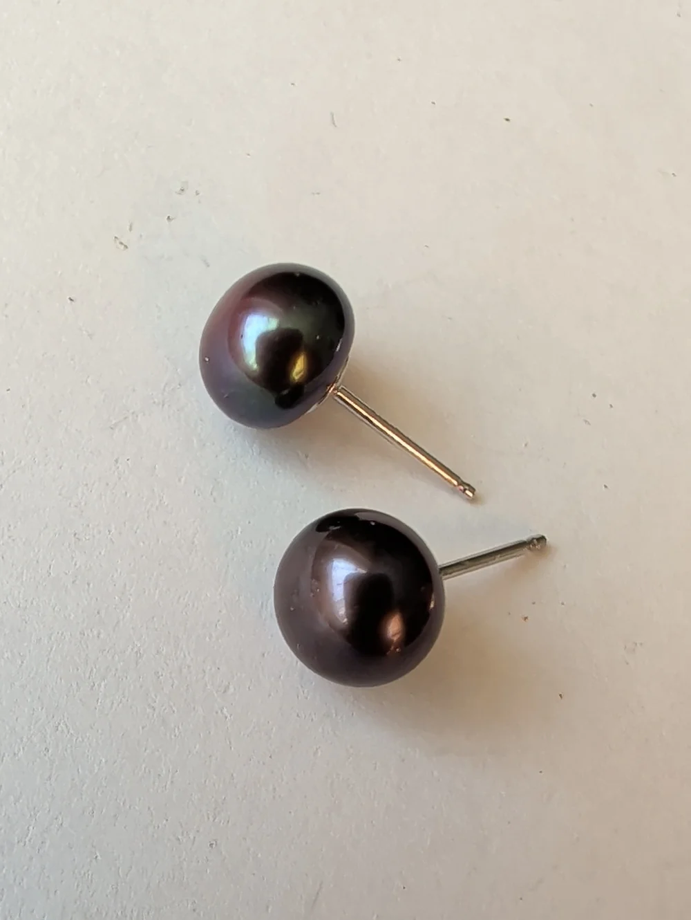 Sterling Silver Black Pearl Stud Earrings